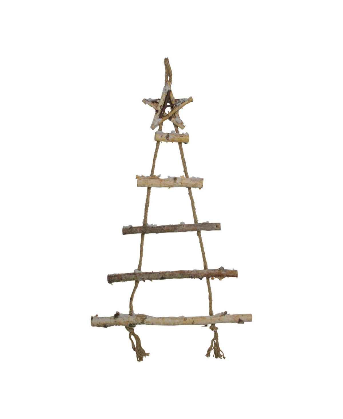 32" Natural 5-Tier Wall Hanging Twig Tree with Star Christmas Decoration - Brown