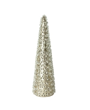 Northlight 13" "all That Glitters" Beaded And Gold Glittered Christmas Cone Tree Table Top Decoration