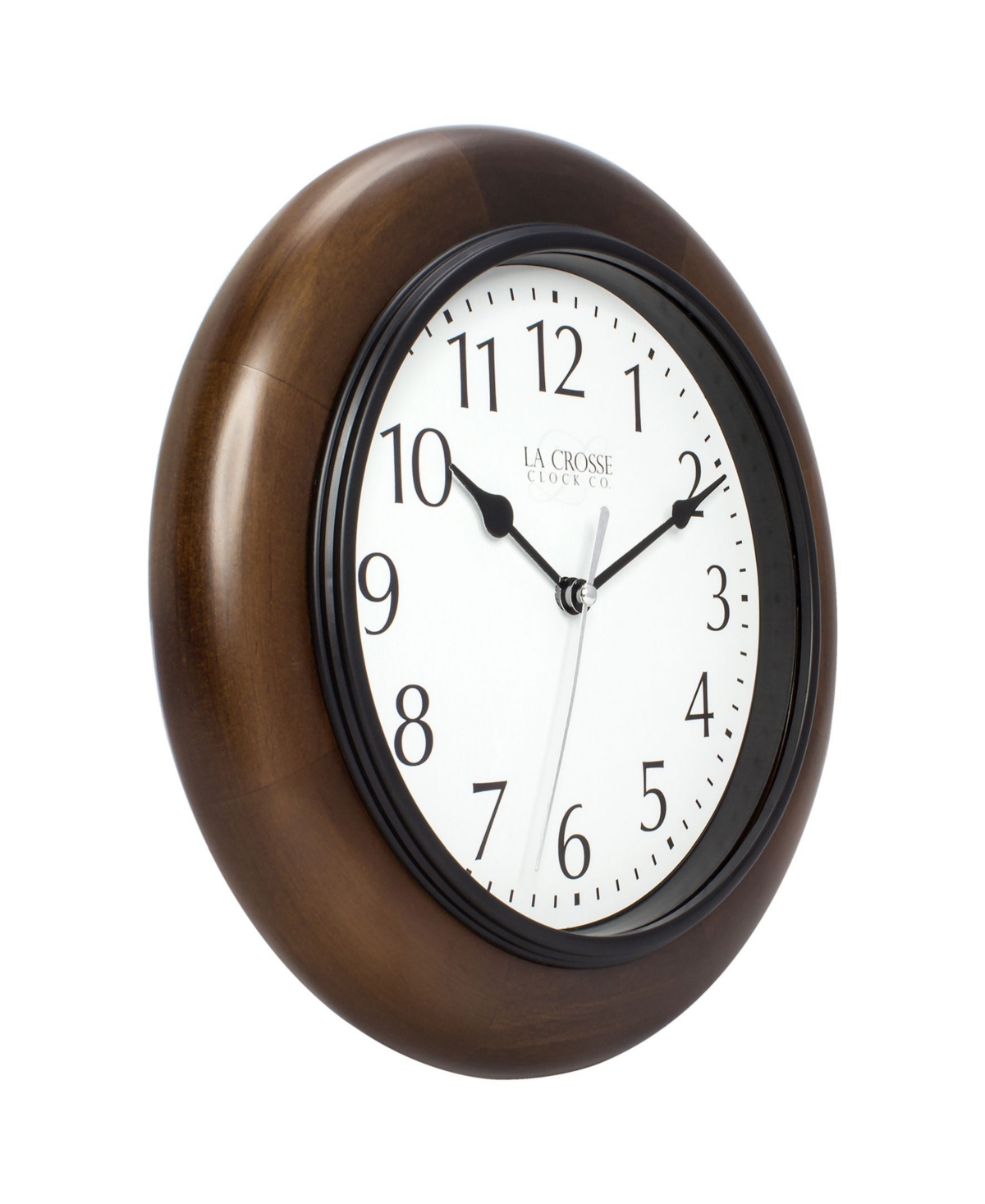 La Crosse Clock 404-2625 10" Solid Wood Analog Wall Clock