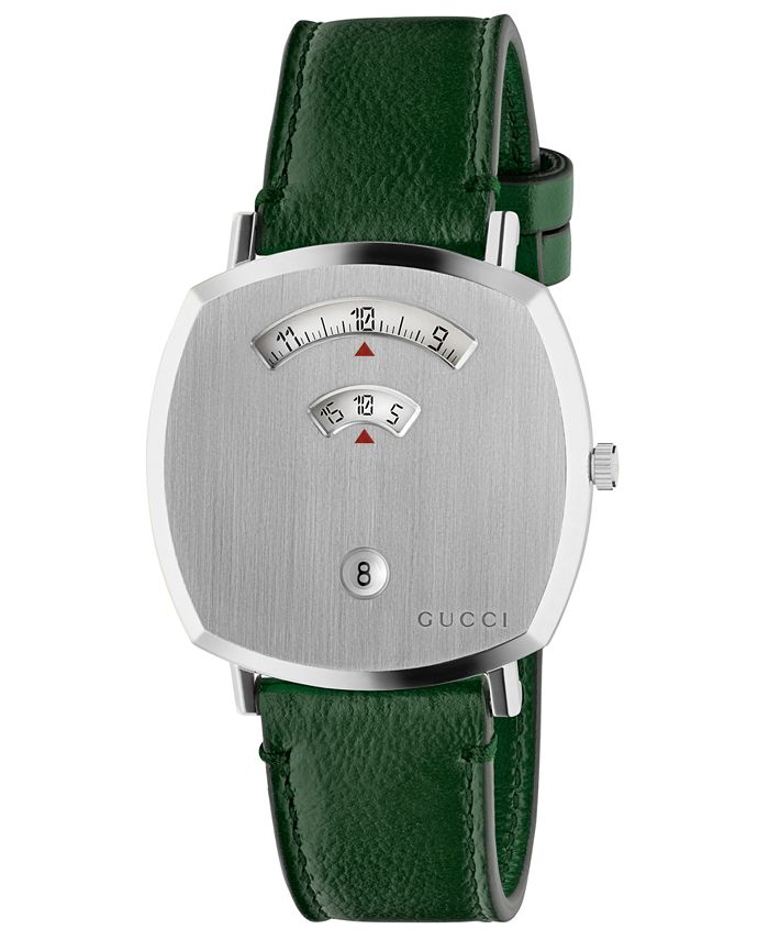 Gucci - Unisex Grip Green Leather Strap Watch 38mm