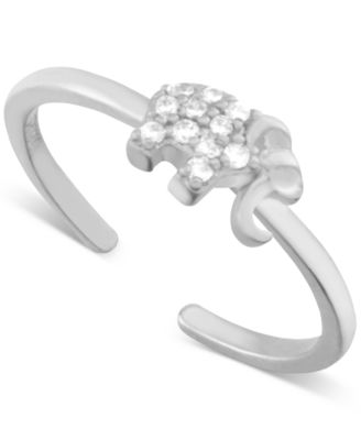 And Now This - Crystal Elephant Toe Ring in Fine Silver-Plate