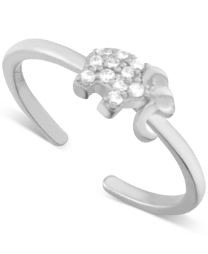 image of Essentials Crystal Elephant Toe Ring in Fine Silver-Plate