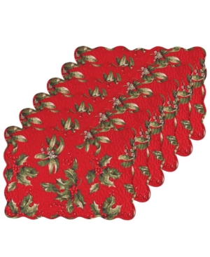 C & F Home Holly Bouquet Placemat, Set Of 6 In Red