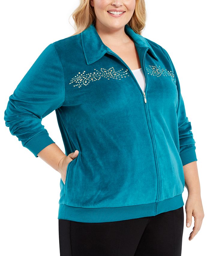 Alfred Dunner Plus Size Bright Idea Embellished Velour Jacket And Reviews