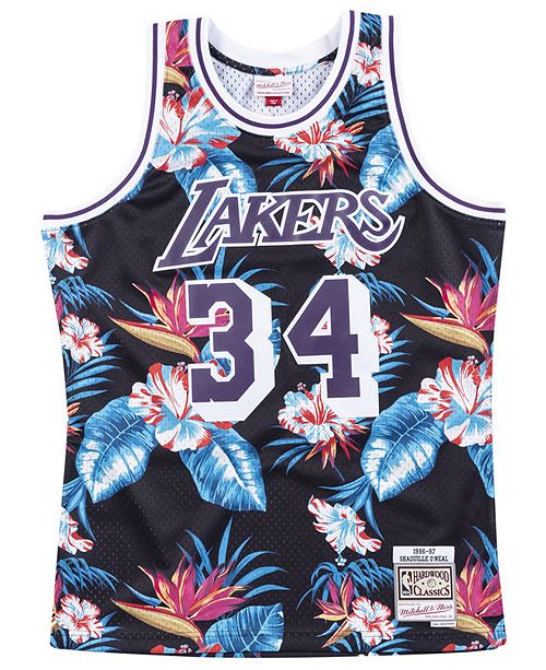 Men S Shaq O Neal Los Angeles Lakers Floral Swingman Jersey