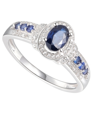 image of Sapphire (3/4 ct. t.w.) & Diamond (1/10 ct. t.w.) Ring in Sterling Silver
