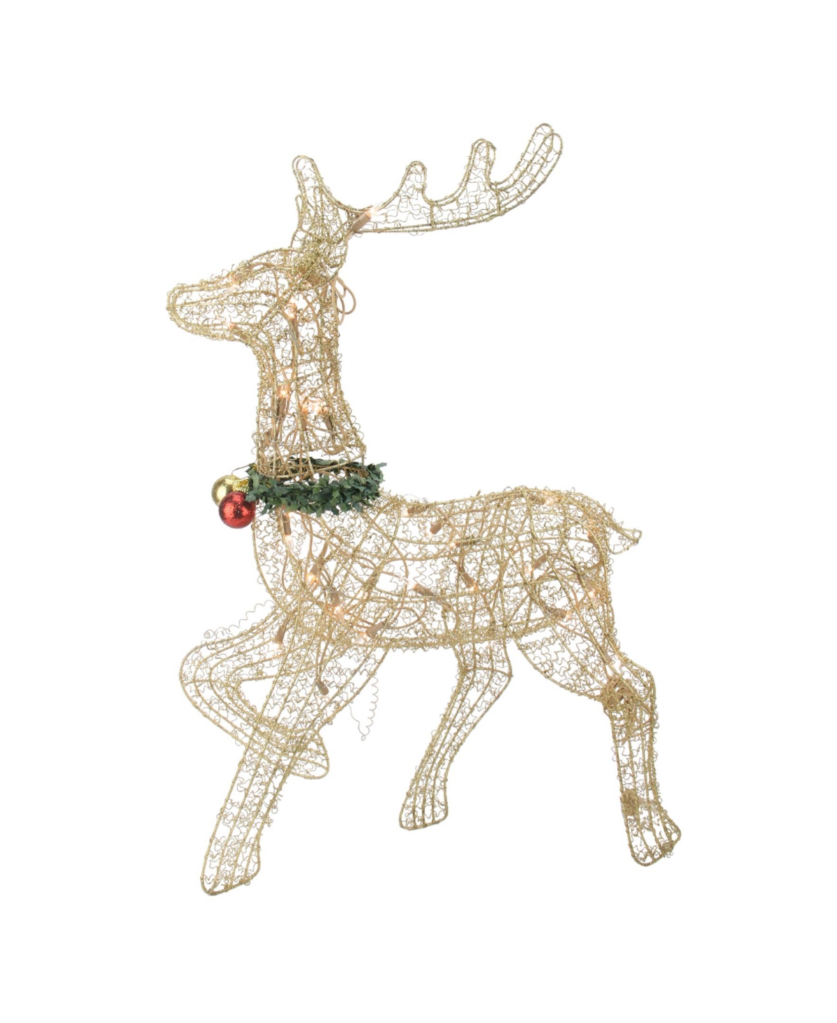 25" Lighted Gold Sisal Prancing Reindeer Christmas Outdoor Decoration - Gold