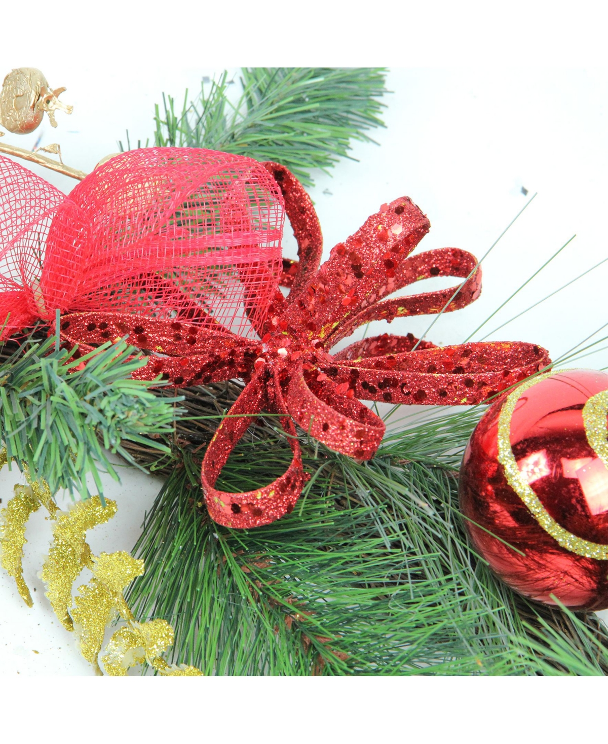 Northlight 6'Burlap and Gold Pinecone Artificial Christmas Garland - Unlit - Red