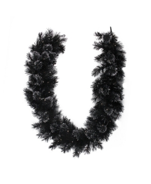 Northlight 6' X 9" Battery Operated Black Bristle Artificial Christmas Garland