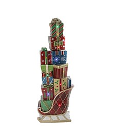 60" LED Lighted Commercial Grade Sleigh Stacked with Presents Fiberglass Christmas Decoration