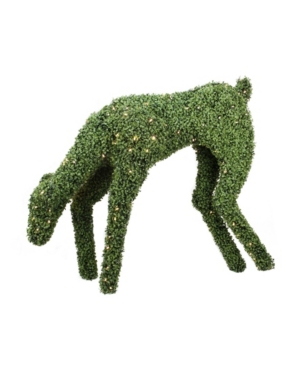 Northlight 42" Pre-lit Boxwood Feeding Reindeer Outdoor Christmas Decoration In Green