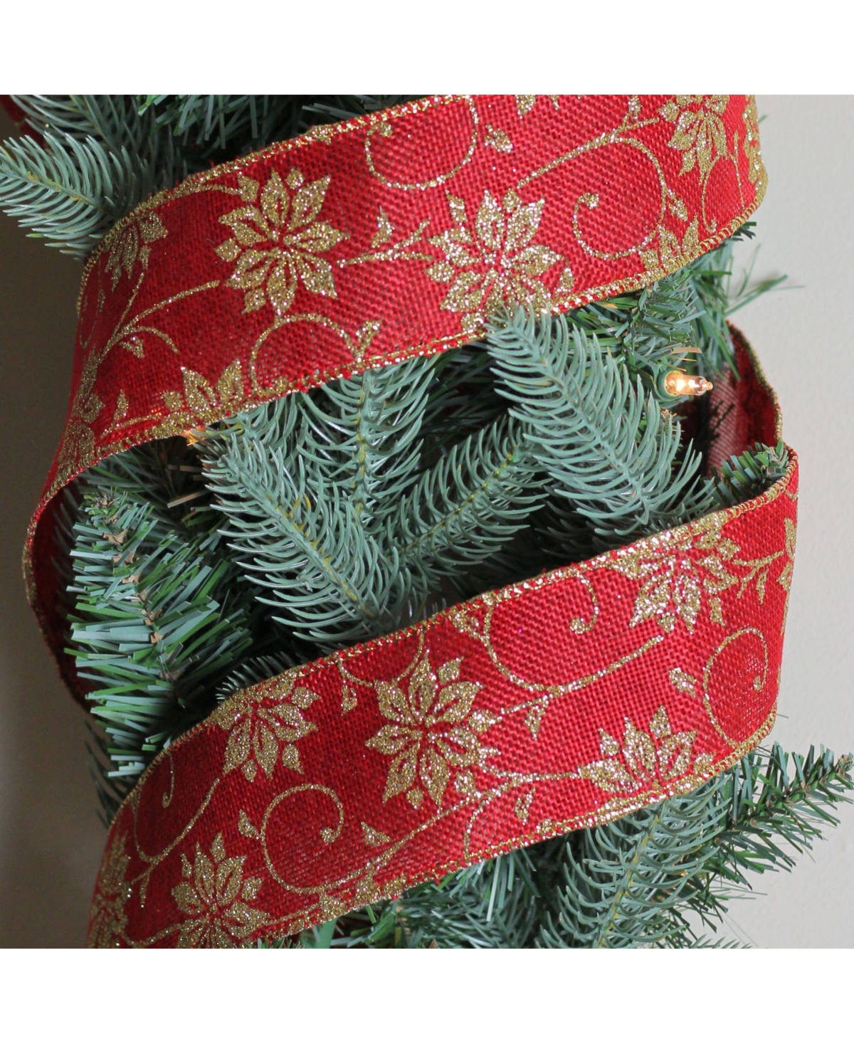 Northlight Pack of 12 Cranberry Red andPoinsettia Burlap Wired Christmas Craft Ribbon Spools - 2.5