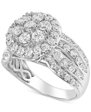 image of Diamond Halo Cluster Engagement Ring (1-3/4 ct. t.w.) in 14k White Gold