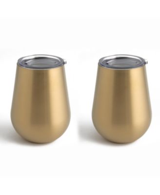 14oz Champagne Gold Stainless Steel Stemless Wine Glasses, Set of 2