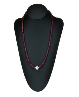 Gemstone and Cultured Pearl (9-10 mm) Strand Necklace in 14k Yellow Gold (Available in Ruby (80-1/2 ct. t.w), Sapphire (80-1/2 ct. t.w.), Emerald (80-1/2 ct. t.w.) and Black Spinel (60- 1/2 ct. t.w)