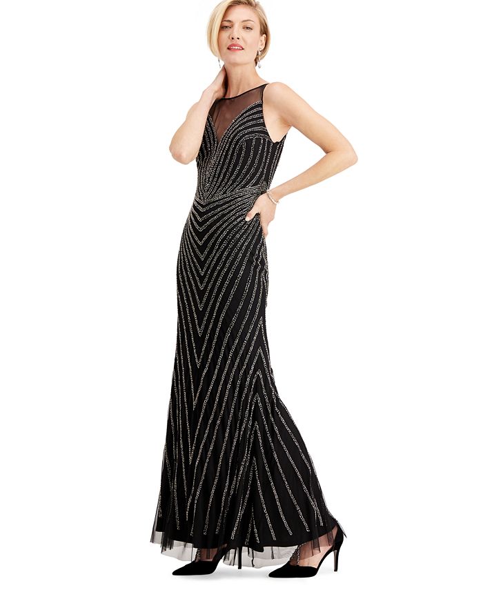 adrianna papell beaded mermaid gown