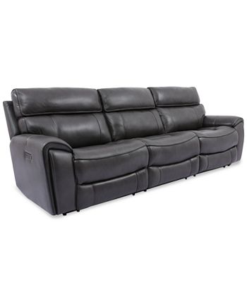 Furniture - Hutchenson 3-Pc. Leather Sectional with 3 Power Recliners and Power Headrests