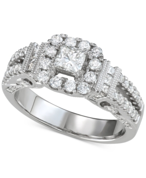 image of Princess Halo Engagement Ring (1-3/8 ct. t.w.) in 14k White gold
