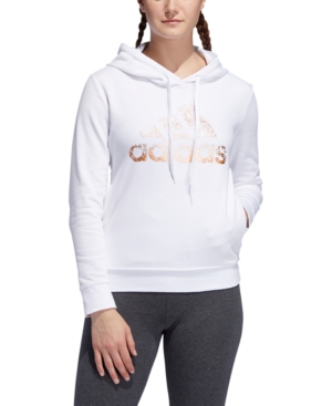 Adidas Originals Adidas Metallic Logo Hoodie In White