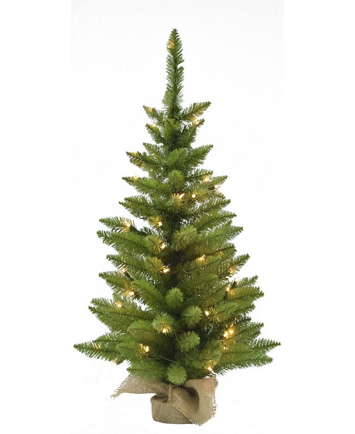 Perfect Holiday 3' Pre-lit Table Top Christmas Tree with Burlap Base ...