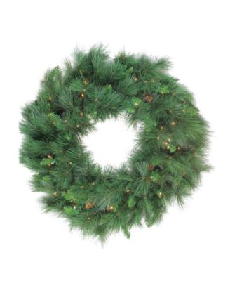 Northlight Pre-lit White Valley Pine Artificial Christmas Wreath - 48-Inch Clear Lights