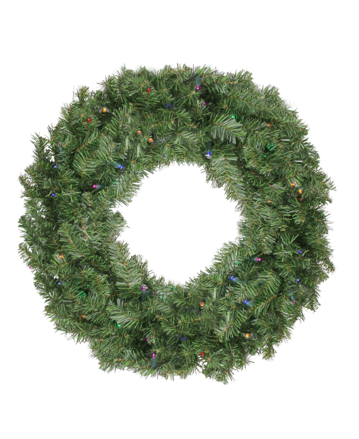 30" Pre-Lit Led Canadian Pine Artificial Christmas Wreath - Multi Lights - Green