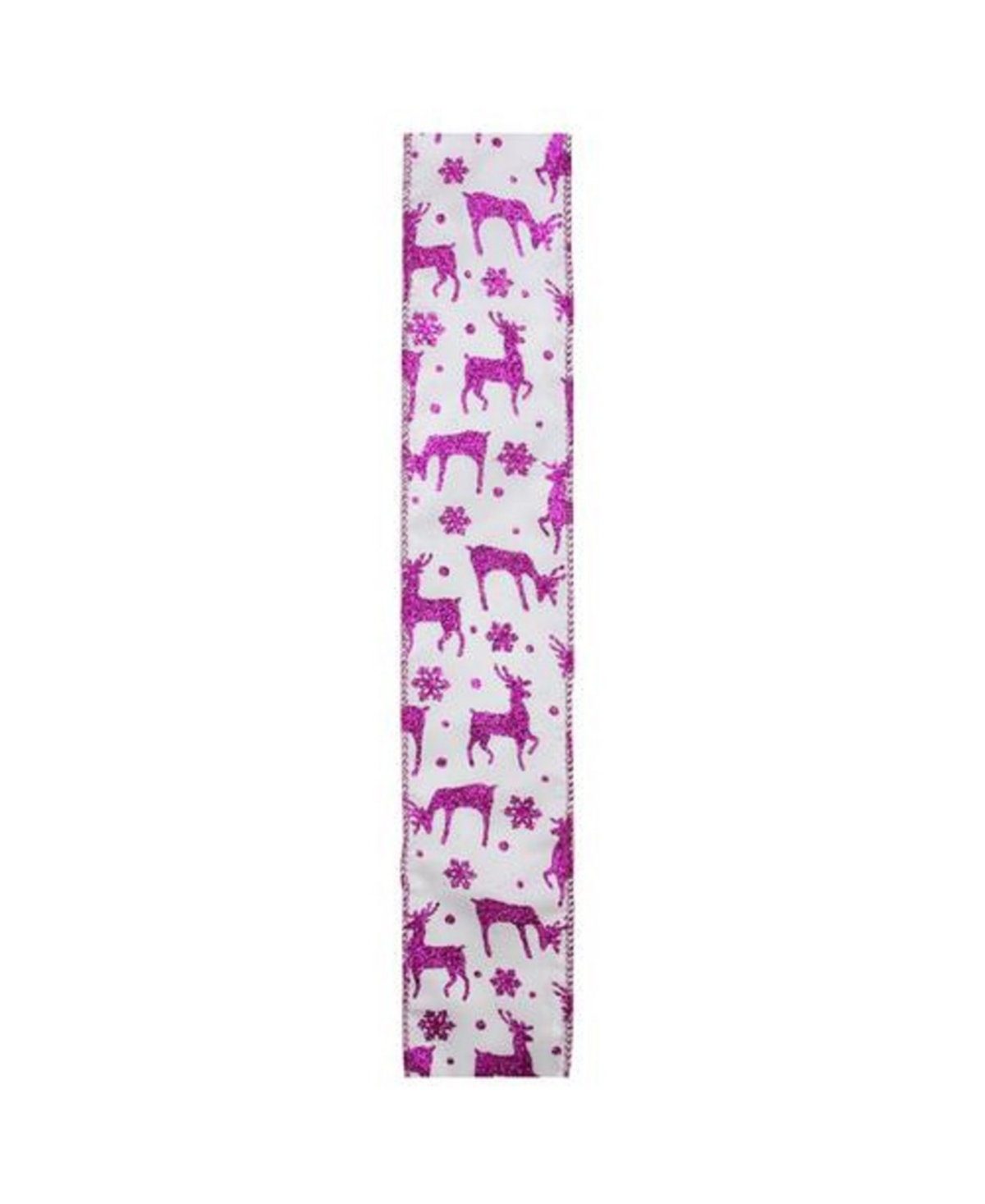Northlight GlisteningReindeer and Star White Wired Christmas Craft Ribbon 2.5