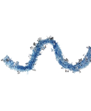 Northlight 12' Blue Christmas Tinsel Garland With Silver Holographic Snowflakes