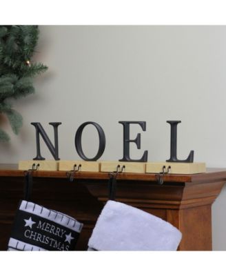 Set of 4 Metal and Wood NOEL Christmas Stocking Holder