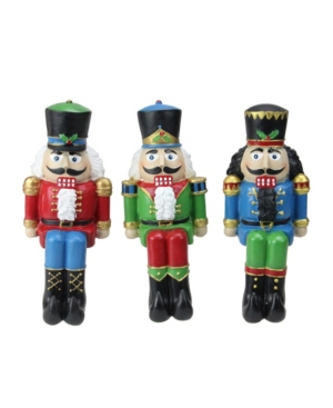 Northlight Set Of 3 Red Blue And Green Nutcracker Christmas Stocking Holders 7.5"