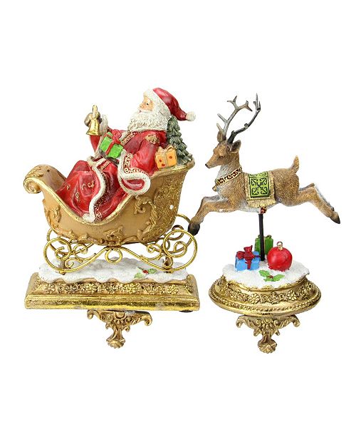 Northlight Set Of 2 Santa And Reindeer Glittered Christmas