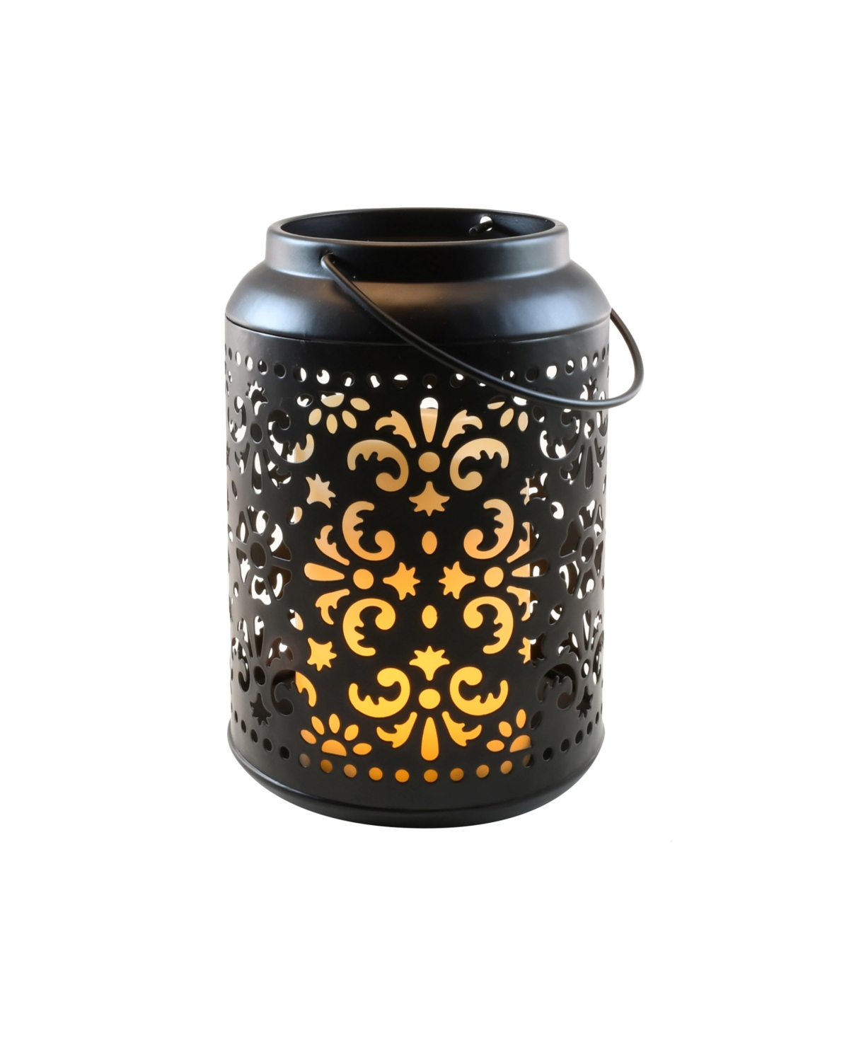 Macy's Lumabase Flame Effect Metal Lantern In Black