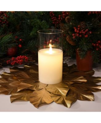 Lumabase 8" Battery Operated Realistic Flame LED Wax Candle in Glass Holder