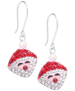 image of Pave Crystal Santa Claus Wire Drop Earrings set in Sterling Silver