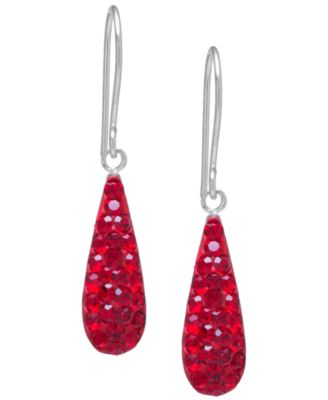 Pave Crystal Teardrop Earrings in Sterling Silver. Available in Clear, Black, Blue, Multi, Purple or Red