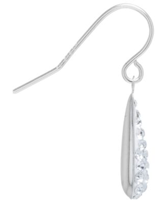 Blue Crystal Pav&eacute; Elongated Teardrop Earrings in Sterling Silver