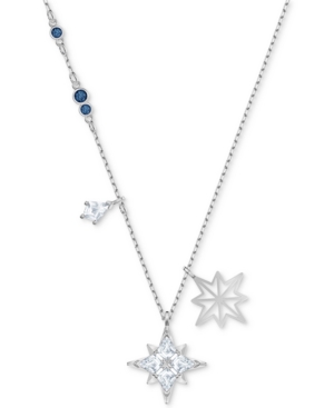 image of Swarovski Silver-Tone Crystal Star Pendant Necklace, 14-7/8