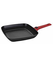 Sqaure Forged Aluminum Square Grill Pan with Detachable Handle 11"