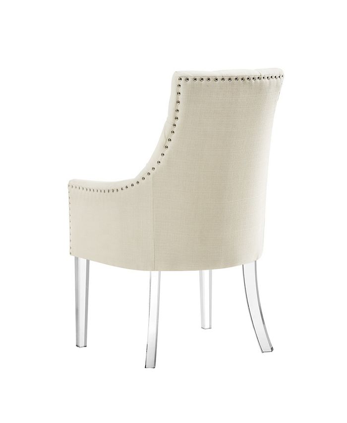 Inspired Home Marilyn Button Tufted Arm Dining Chair with Acrylic Legs