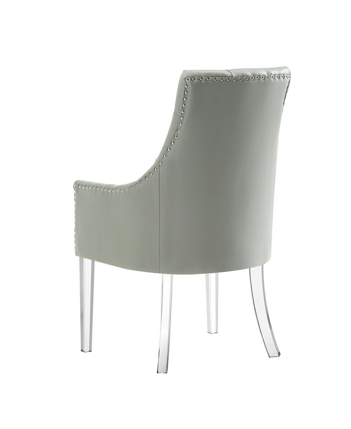 INSPIRED HOME Marilyn Button Tufted Arm Dining Chair with Acrylic Legs