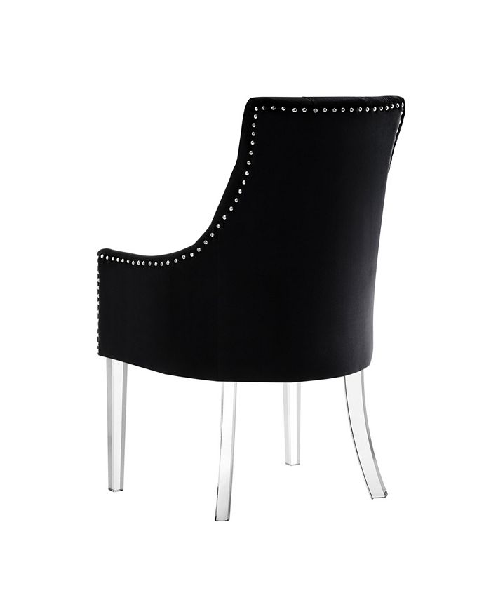 INSPIRED HOME Marilyn Button Tufted Arm Dining Chair with Acrylic Legs