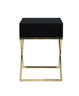 Gekko Lacquer Nightstand with Metal X-Legs