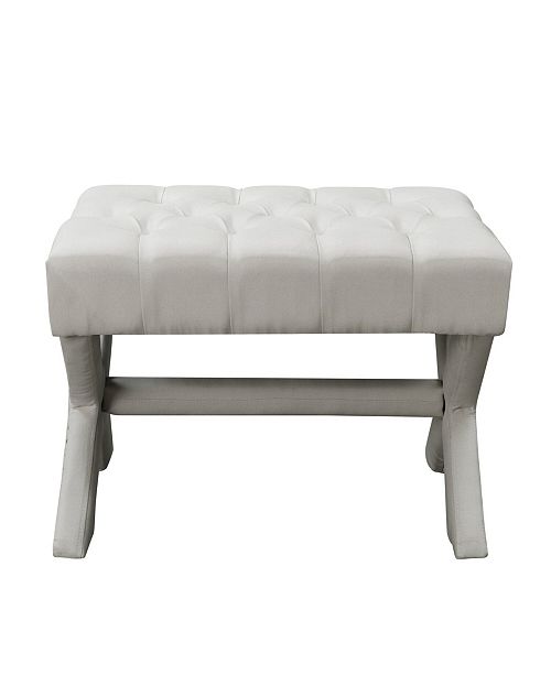 Inspired Home Louis Tufted Nailhead Ottoman With X Legs Reviews