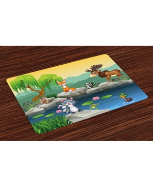 Ambesonne Cartoon Place Mats Set of 4
