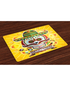 Ambesonne Day of the Dead Place Mats Set of 4
