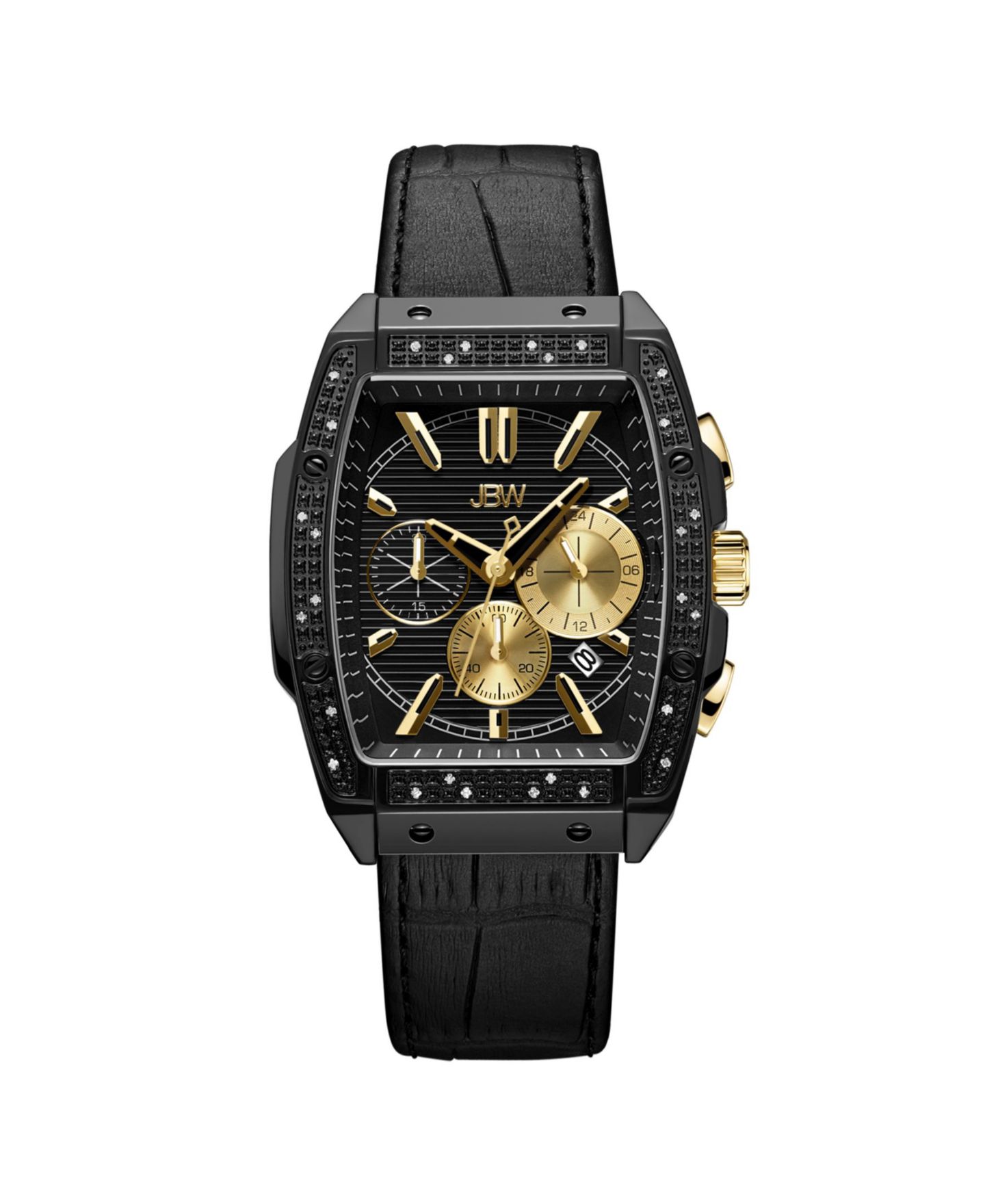 Мужские часы Jbw Echelon Diamond (1/4 ct. t.w.) Watch in Black Ion-plated Stainless Steel 41mm, цвет: Чёрный — фото 1