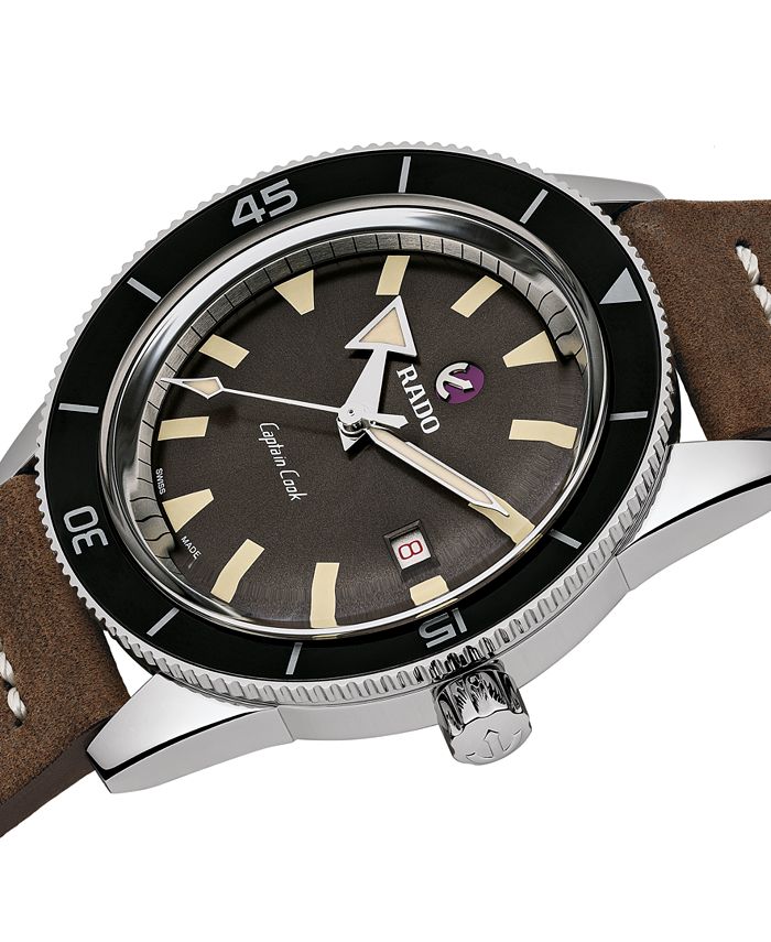 Rado Men's Swiss Automatic Captain Cook Traditional Brown Leather Strap