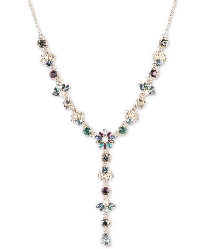 Marchesa Gold-Tone Pavé, Stone & Imitation Pearl Lariat Necklace, 16 ...