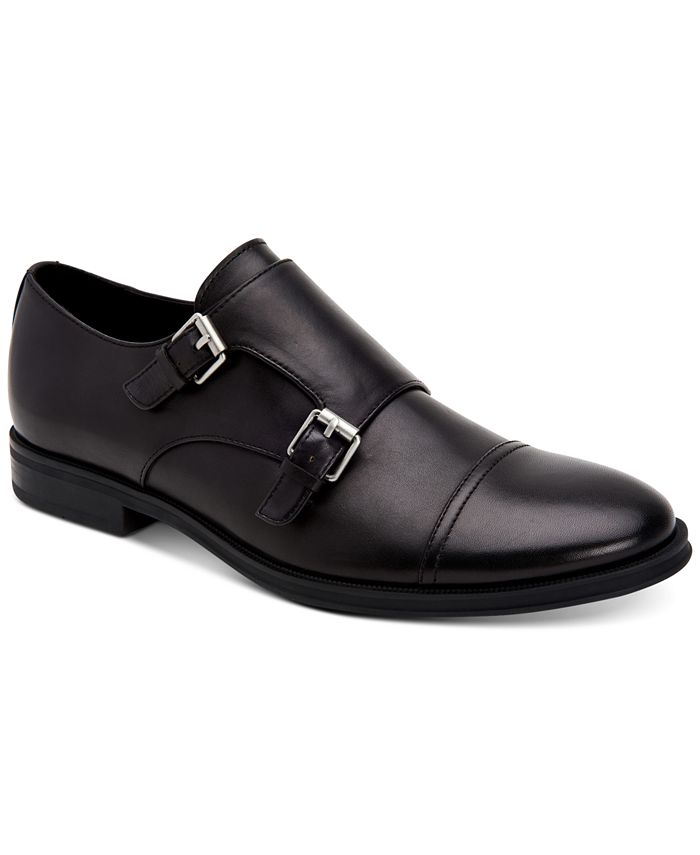 Calvin Klein Men's Winthrope Crust Leather Double Monk Strap Shoes - Macy's
