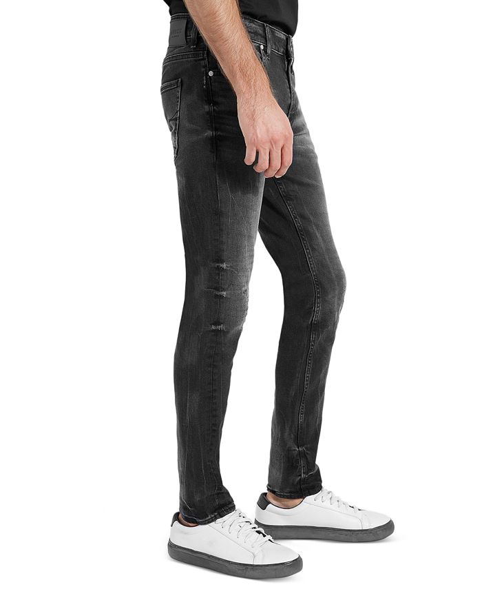 GUESS Men's SkinnyFit Black Crinkle Jeans & Reviews Jeans Men Macy's